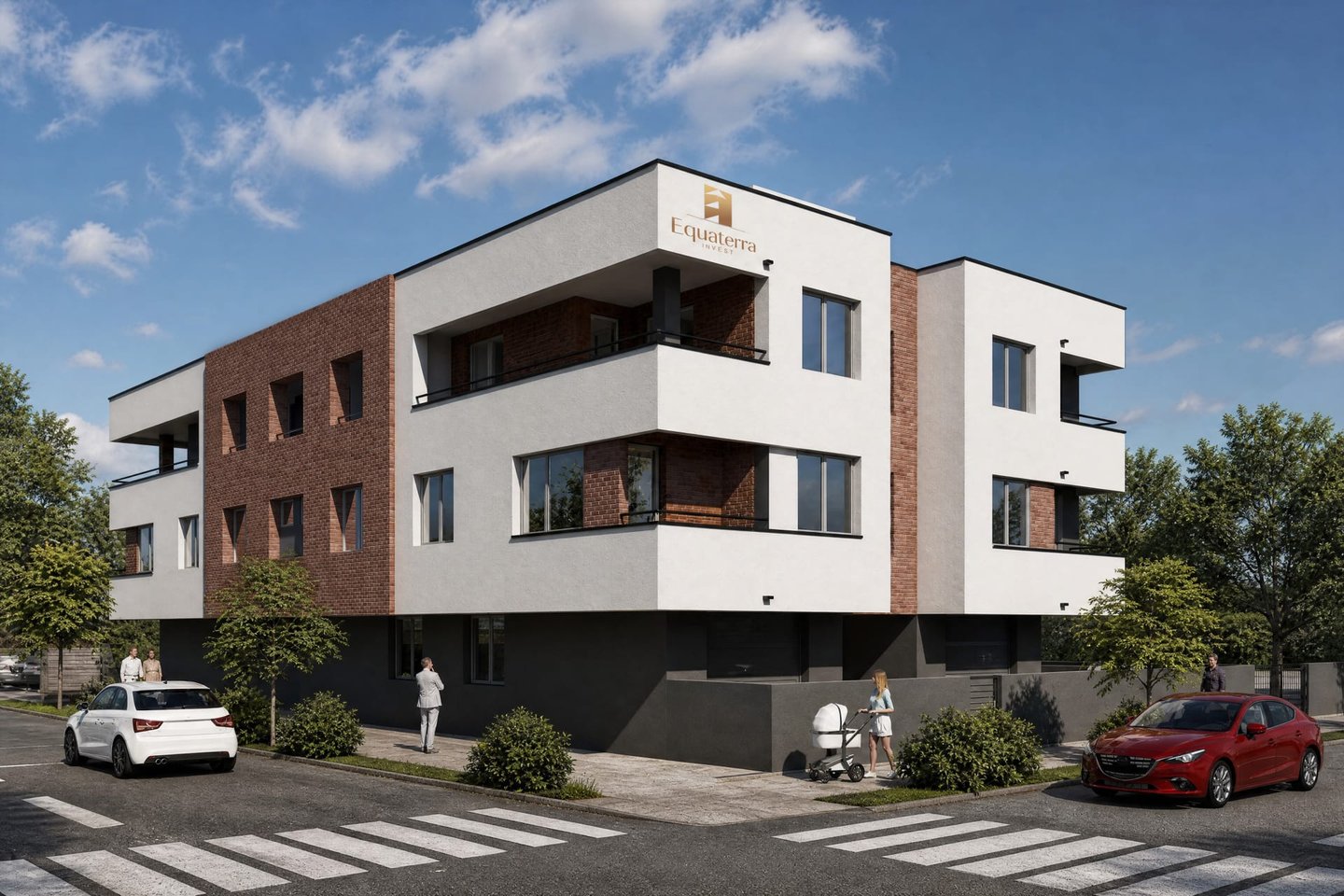 Spoljašnji izgled stambenog objekta Equaterra Invest u Novom Sadu — savremena urbana vila